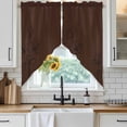 thumbnail image 6 of Brown Flowers Swag Curtains for Kitchen/Bedroom/Living Room, Japanese Abstract Floral Plants Simple Art Scalloped Curtains 63 Inch Long, Window Swag Topper Curtains Valances 2 Panels Set 36"x63", 6 of 8