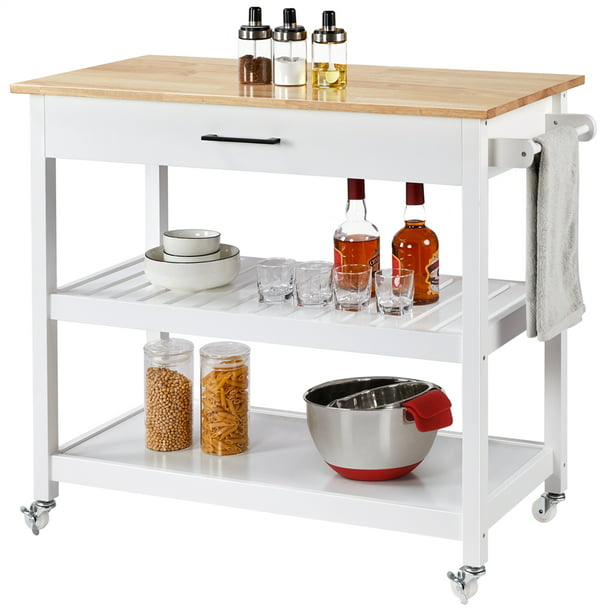 Yaheetech 3 Tier Rolling Kitchen Cart, Kitchen Island Cart With Drawer