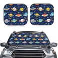 thumbnail image 2 of Daiia Planets and Stars 2PCS Car Windshield Sun Shade, Foldable Sun Shield for Car Front Window, Auto Sun Blocker Visor Protector Universal for Truck SUV Pickup-Medium, 2 of 7