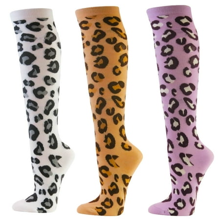 

Ladies Colorful Variety Design Assorted Knee High Stocking Socks (Leopard (3 Pairs))