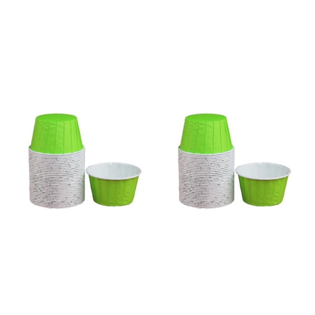 Bewildely 50 Uds copas de helado 200ml tazones de postre yogur helado para llevar forro grueso envoltorios para pasteles bandeja para hornear Verde 2Conjunto