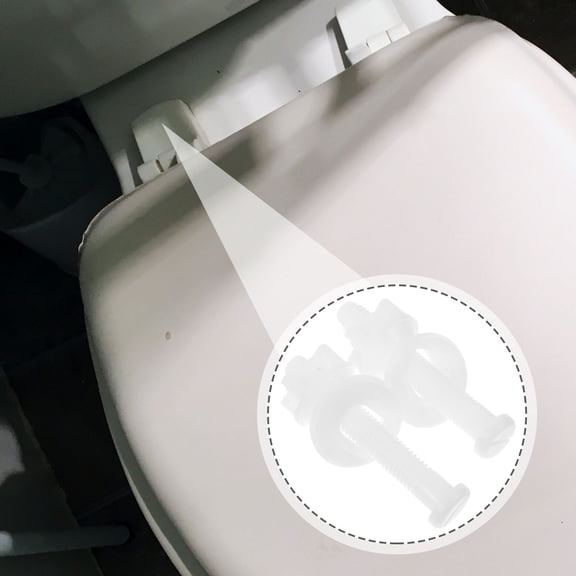 PTOOTP White Plastic Toilet Seat Bolt Kit, 2-Piece Hardware Replacement Set for Easy Installation and