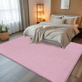thumbnail image 5 of Pink 6x9 Area Rugs, Farmhouse Burlap Solid Pink Color Modern Linen Texture Non-Skid Rubber Backing Large Rectangle Rugs - Living Room Bedroom Home Office, Indoor Floor Mat Carpets Washable Rug, 5 of 9