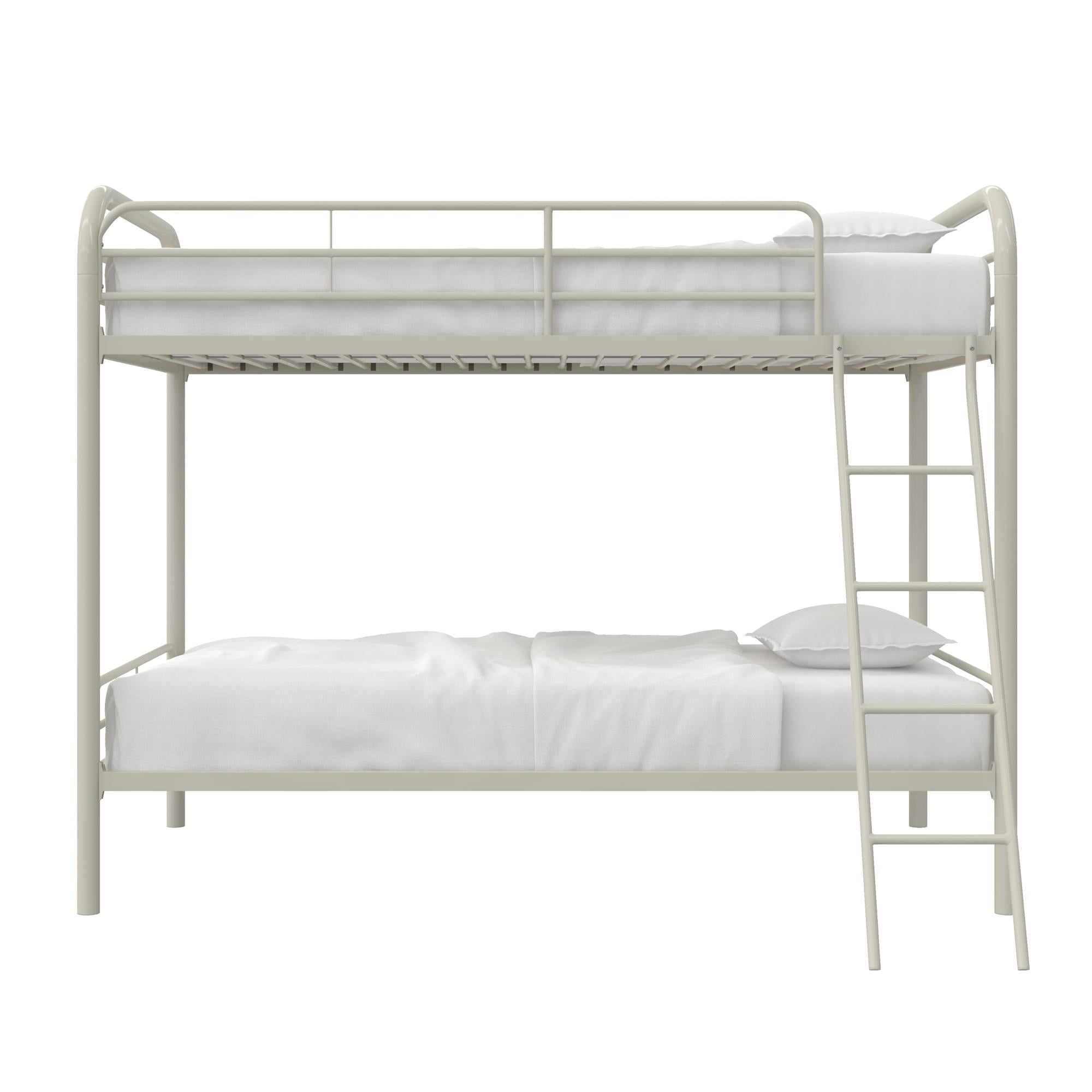 DHP Dusty Twin over Twin Metal Bunk Bed with Secured Ladder, Off White