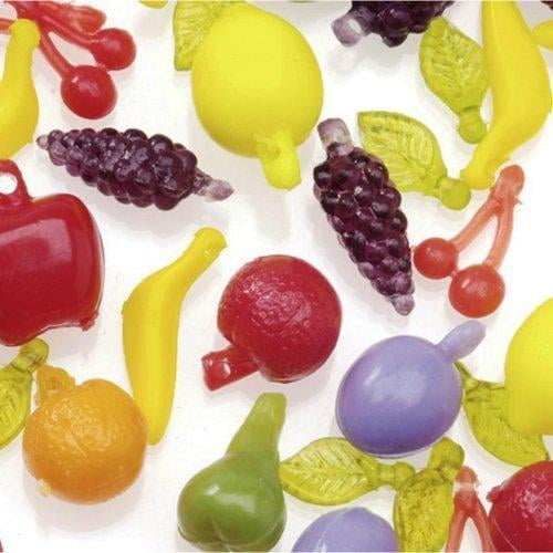 Plastic Novelty Beads, Multi Fruit Shapes, Assorted Colors, 375pc Bag