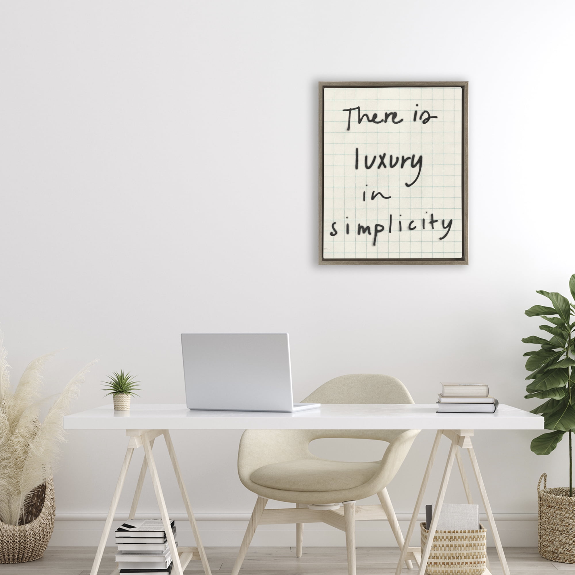 Stupell Industries Luxury In Simplicity Scrawl Brown Framed Floater Canvas Wall Art, design by Victoria Barnes