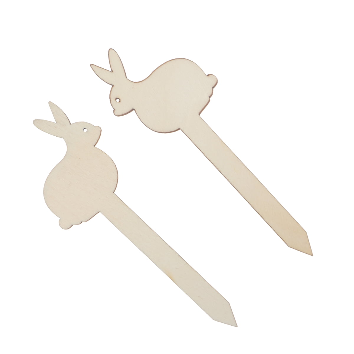 BESTYASH 20Pcs Easter Wooden Picks Rabbit Insert Beige for DIY Crafts Decorations Home Garden Party