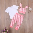 thumbnail image 2 of FOCUSNORM Barboteuse Mignonne pour Bébé Rabbit avec Lettres et Pantalon à Rayures/imprimé avec Chapeau, 2 of 6