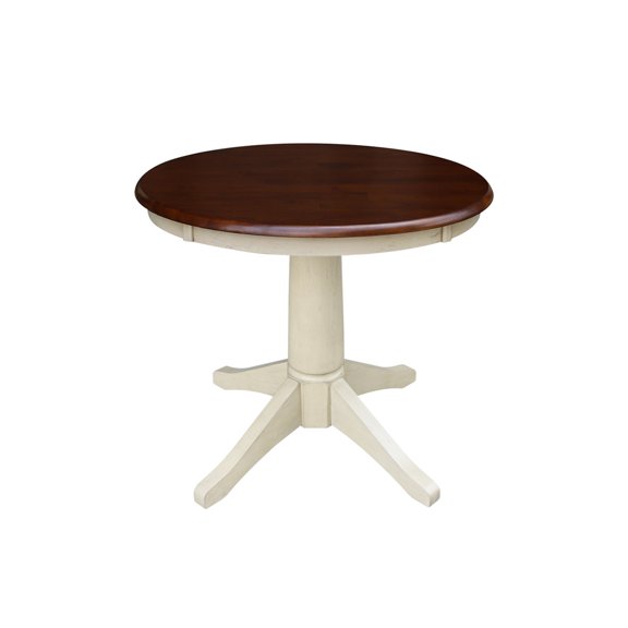 30" Round Pedestal Dining Table - Almond/Espresso
