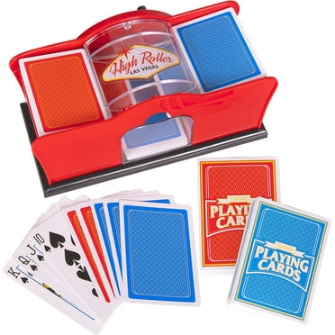 Manual Card Shuffler with 2 Decks | Uno, Poker, Rummy and Playing Card Shuffler | Easy to Use Hand Crank Shuffler for Cards | Red