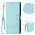thumbnail image 6 of For iPhone 16 Pro Max PU Leather Flip Phone Case,With Shoulder Strap&Wrist Strap,Card Holder,Flip Folding Kickstand,Diamond Pattern Embossed,Shockproof RFID Blocking Wallet Case,Mint, 6 of 11