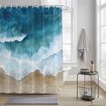 thumbnail image 4 of Abstract Spray Shower Curtains for Bathroom, Blue Waves Ocean Seaside Watercolor Washable Fabric Shower Curtain with Hooks Waterproof Bathroom Decor Sets, 72 x 78 Inches, 4 of 9