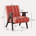 thumbnail image 4 of Modern Teddy Sherpa Accent Chair with Espresso Wood Frame - Coral Upholstery, Ideal for Living Room & Office, 4 of 7