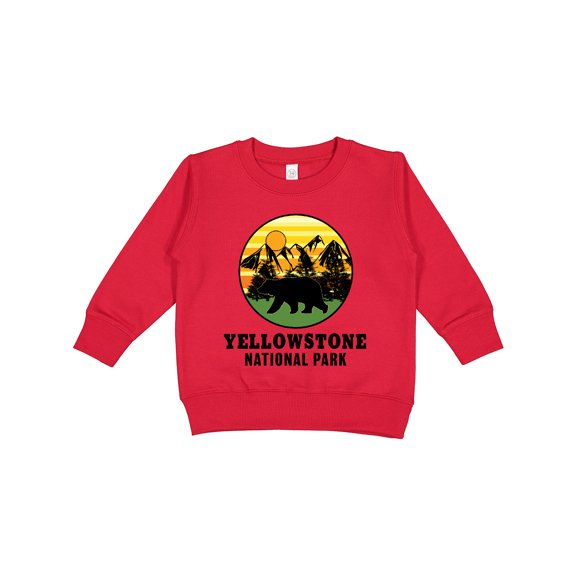 Inktastic Yellowstone National Park with Bear Mountains and Trees Cricle Toddler Sweatshirt