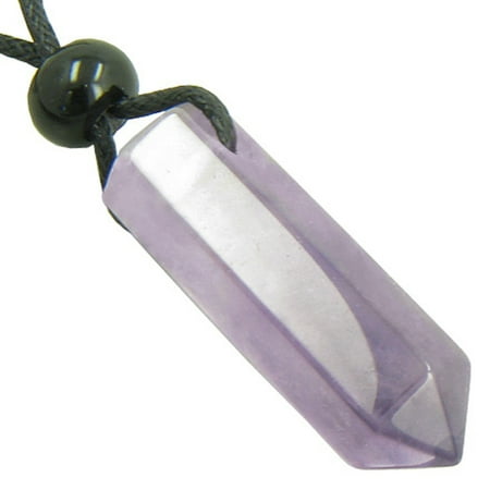 Amethyst Purple Quartz Bead Necklace - Lucky Crystal Point Pendant Necklace In Purple Quartz