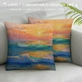 thumbnail image 3 of Landscape Blue Waves Beach Sunset Pillowcases Nature Ocean Seaside Oil Painting Pillow Case Decorative Throw Pillow Cover for Home Sofa Office, 3 of 5
