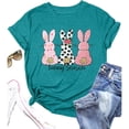 thumbnail image 4 of Easter Shirts for Women Bunny Print T Shirts Short Sleeve Crew Neck Graphic Tee Casual Top Green XXXL, 4 of 4