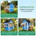 thumbnail image 2 of ANPOO Outdoor Wooden Kids Playhouse, Large Play House with Bench/Table/Kitchen/Flower Pot Holders/Toys, Outdoor Play Toy Gift for Ages 3+, 2 of 7