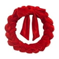 thumbnail image 2 of Luxury Red Velvet Wreath, Handmade Flocked Christmas Decor with Knit Flowers, Korean Style Holiday Wreath for Front Door Red, 2 of 9