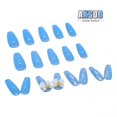 thumbnail image 4 of Cute Bow Press On Nails Ataúd brillante Uñas postizas medianas Diseñado Shimmer Chic Cubierta completa Acrílico Uñas postizas Consejos para mujeres y niñas 24 piezas Namotu CZMR-ZC37-1, 4 of 6