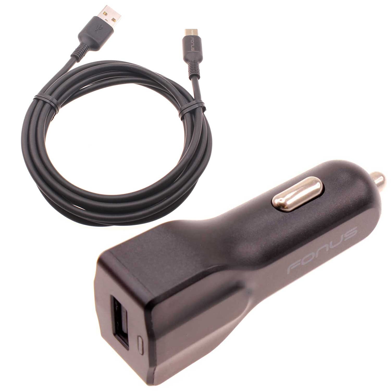 24W Fast Car Charger for Samsung Galaxy S24 Ultra/Plus - 2-Port USB 6ft Cable Type-C Turbo Charge DC Socket