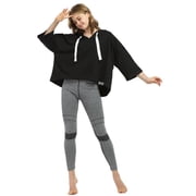 Flyingstar Women’s Casual Hoodie Sweatshirt, Solid Cropped Jumper Tops, 3/4 Sleeve Oversized