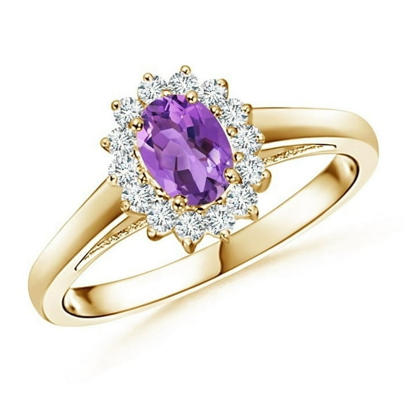 Princess Diana Inspired 925 Silver Yellow Plated 1 Ctw Amethyst Women Ring Size US- 8