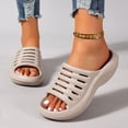 thumbnail image 3 of Dakaela Women's Cloud Slide Sandals with Arch Support Plantar Fasciitis Orthotic Open Toe Sport Slippers Comfortable Non Slip Indoor Outdoor Shoes Size 6 7 8 Khaki, 3 of 7