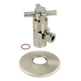 thumbnail image 3 of Kingston Brass CD43307DXK 1/2" FIP x 3/8" O.D. Anti-Seize Deluxe Quarter-Turn Ceramic Hardisc Cartridge Angle Stop with Flange, Brushed Brass, 3 of 6