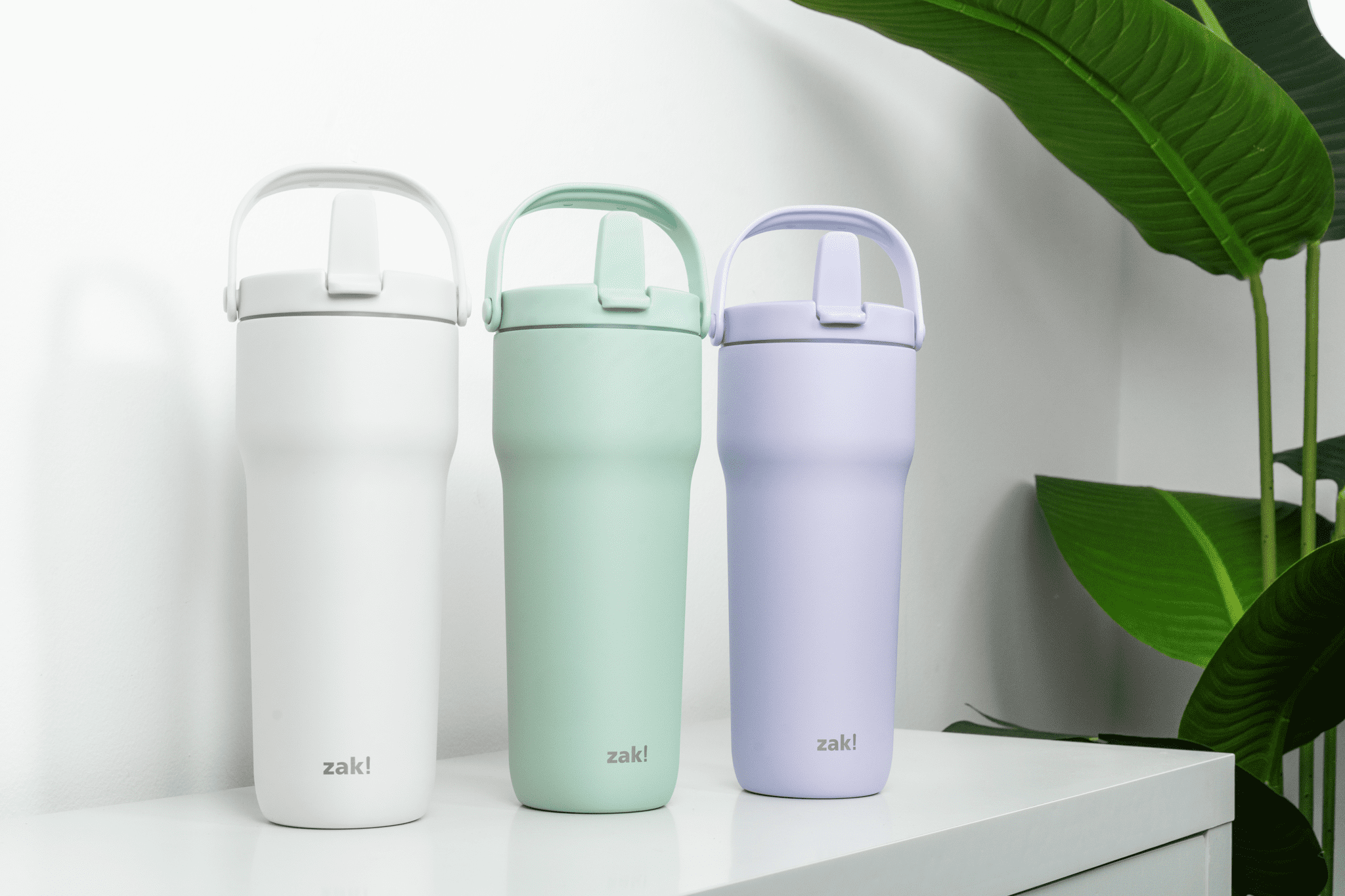 Zak Designs Sutton Travel Tumbler for On the Go, 30oz Stainless Steel with Vacuum Insulation, Straw Spout, Carry Handle for Cold Drinks (Icicle Mint Green)