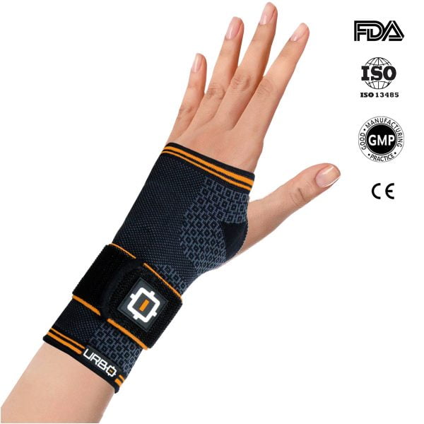 Urbo Wrist Brace FDA, GMP and CE Approved with Compression Ergonomic Support for Carpal Tunnel Syndrome, Tendinosis, Nerve Damage, Ligament Tear, Repetitive Strain Injury (Size: XL, Hand: L)