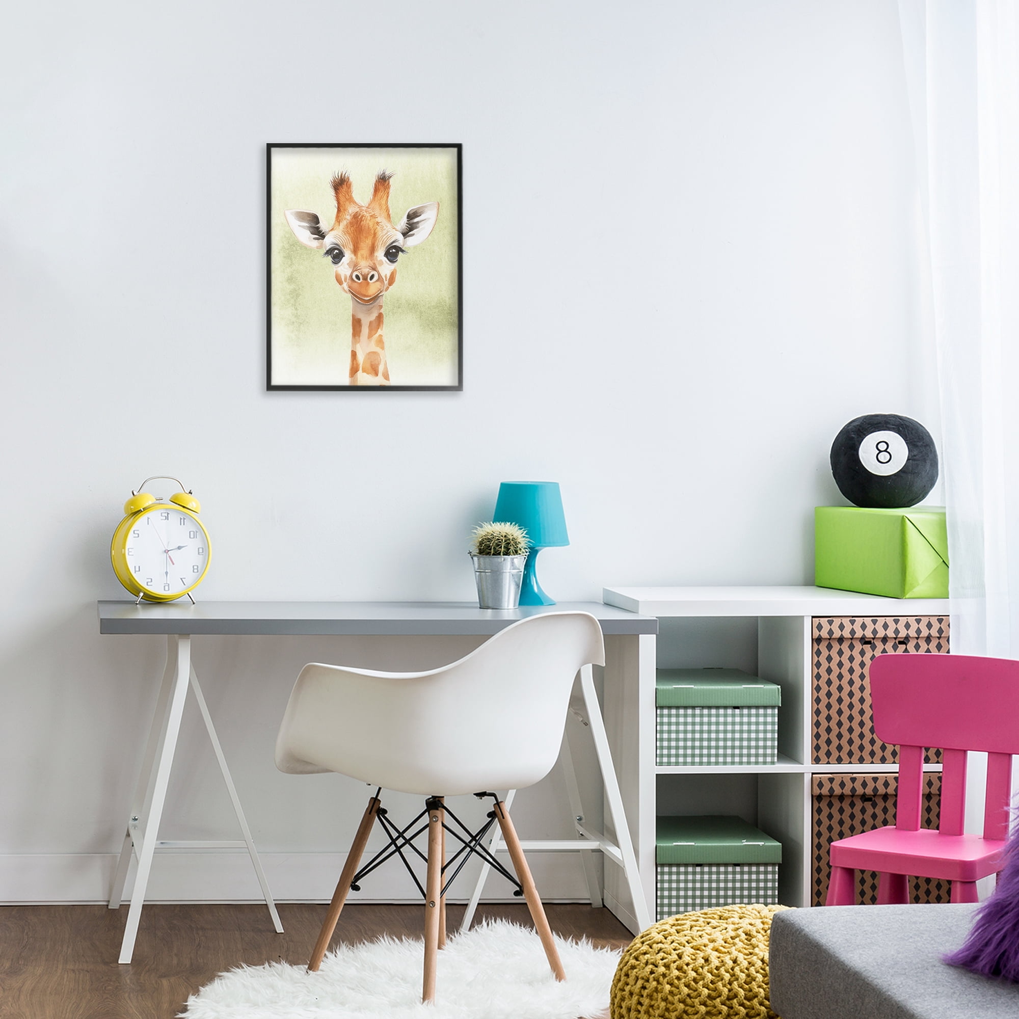 Stupell Industries Jungle Friends Baby Giraffe Black Framed Giclee Art, design by Christine Simpson Art