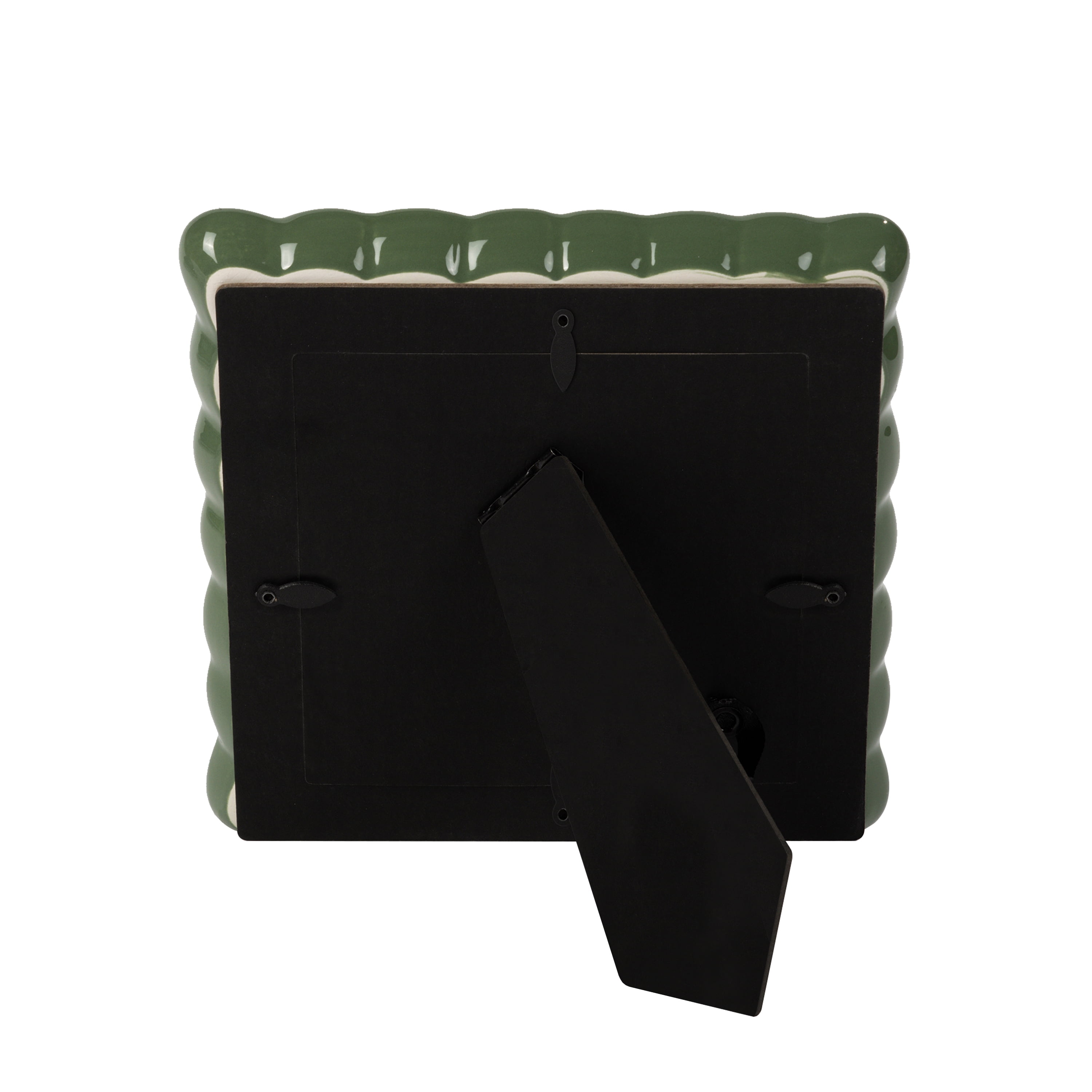 Sterling & Noble Home – 4x4 Picture Frame – Double Ruffle Green Ceramic Tabletop Photo Frame