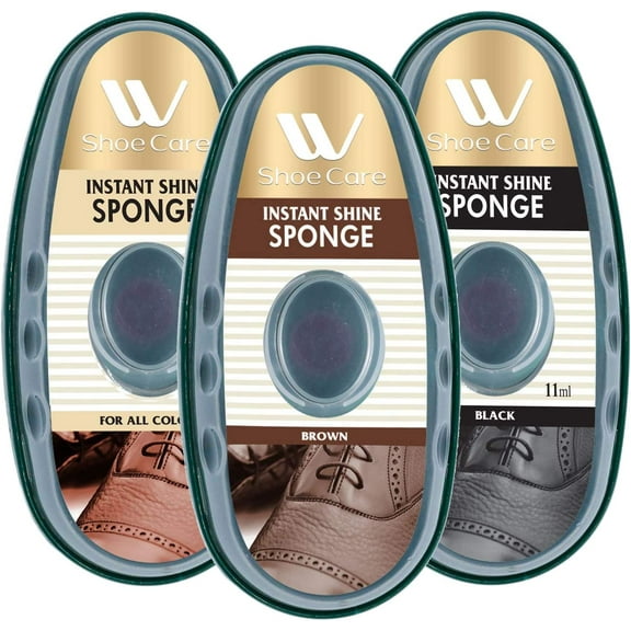 WBM INTERNATIONAL Premium Instant Shoe Shine Sponge, Black, Brown and Neutral, Shoe Cleaner, 11 ml/Each