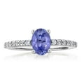 thumbnail image 2 of Gem Stone King 1.05 Ct 7x5mm Oval Tanzanite White Created Sapphire 925 Silver Ring (Size 9), 2 of 5