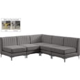 thumbnail image 3 of Meridian Furniture Alina Grey Velvet Modular Sectional, 3 of 17