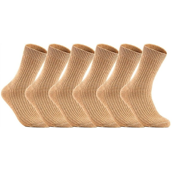 Meso Women's 6 Pairs Knitted Wool Socks One Size 7-10 Beige