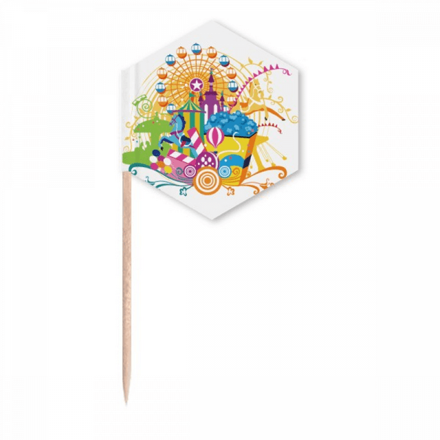 Ferris Wheel Castle Amusement Park Toothpick Flags Cupcake Picks Party Celebration