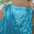 thumbnail image 3 of Miaeowve Shiny Sequins Vest for Kids Boys Girls Latin Jazz Hip Hop Dance Tops Stage Performance Waistcoat Dancewear Light Blue 14-15, 3 of 7