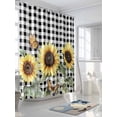 thumbnail image 3 of Shower Curtains Sunflower Leaves Butterfly Bath Curtain Black White Buffalo Plaid Waterproof Bathroom Shower Curtain Set with Hooks Decoration 72 x 72 Inches, 3 of 7