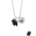 thumbnail image 2 of Delight Jewelry Resin Black Bull Terrier Dog Silvertone Script Initial Disc - W - Charm Necklace, 20"+3", 2 of 4