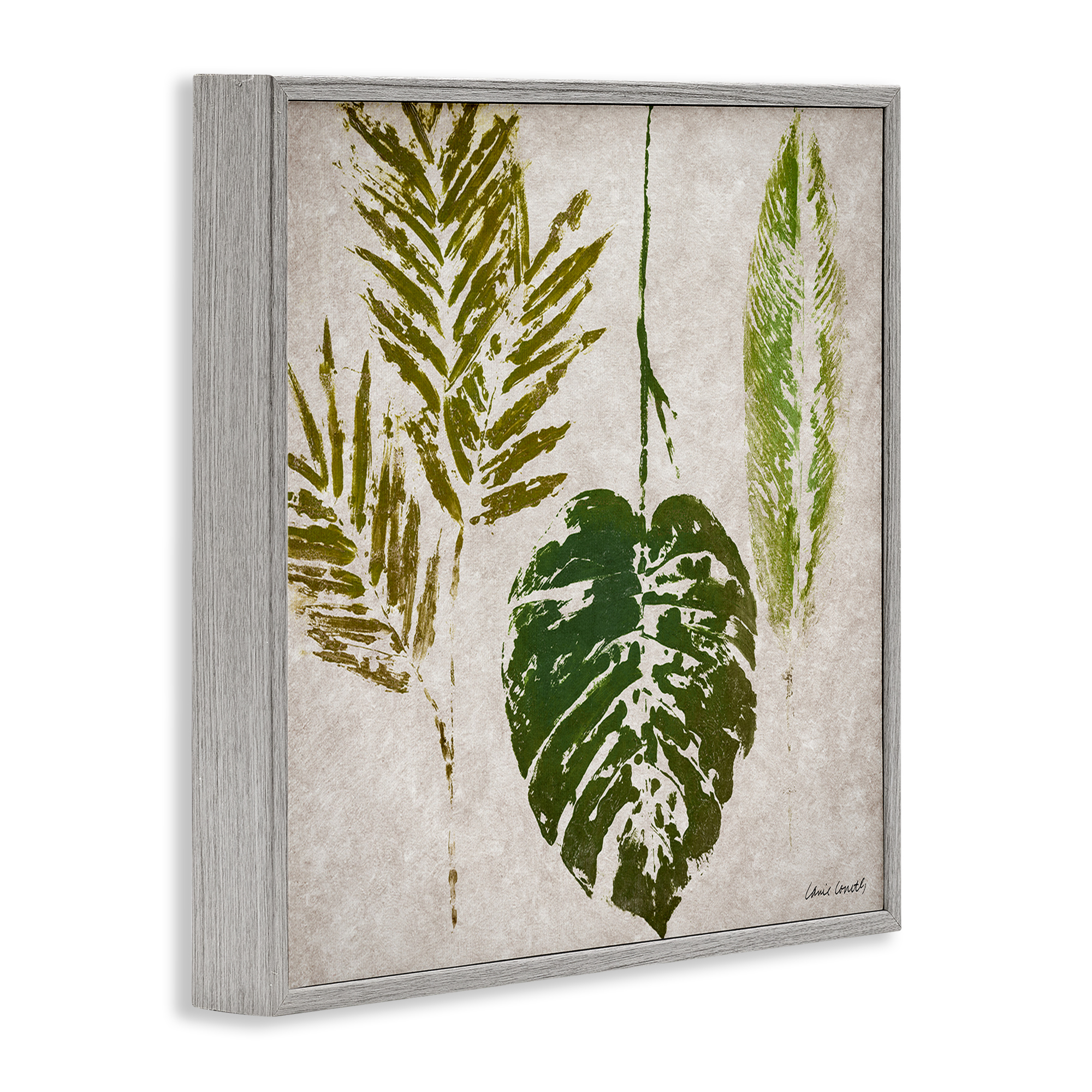 Stupell Industries Greenery Leaf Impressions Botanical & Floral Painting Gray Framed Art Print Wall Art, 17 x 17