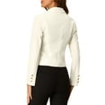 thumbnail image 3 of DARING DIVA Women's Button Front Velvet Blazer Lapel Crop Suit Jacket M Beige, 3 of 6