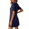 thumbnail image 5 of Women's Summer Casual Solid Round Neck Short Sleeve Mini Dress, 5 of 5