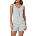 thumbnail image 2 of Michellecmm Women’s Two Piece Pajama Set Sleeveless Ruched Tank Tops and Shorts Set Babydoll Sleepwear, 2 of 9