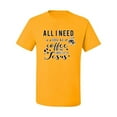 thumbnail image 2 of Wild Bobby All I Need is a Little Bit of Coffee & a Whole Lot of Jesus Inspirational/Christian Men Graphic Tee, Gold, X-Large, 2 of 6