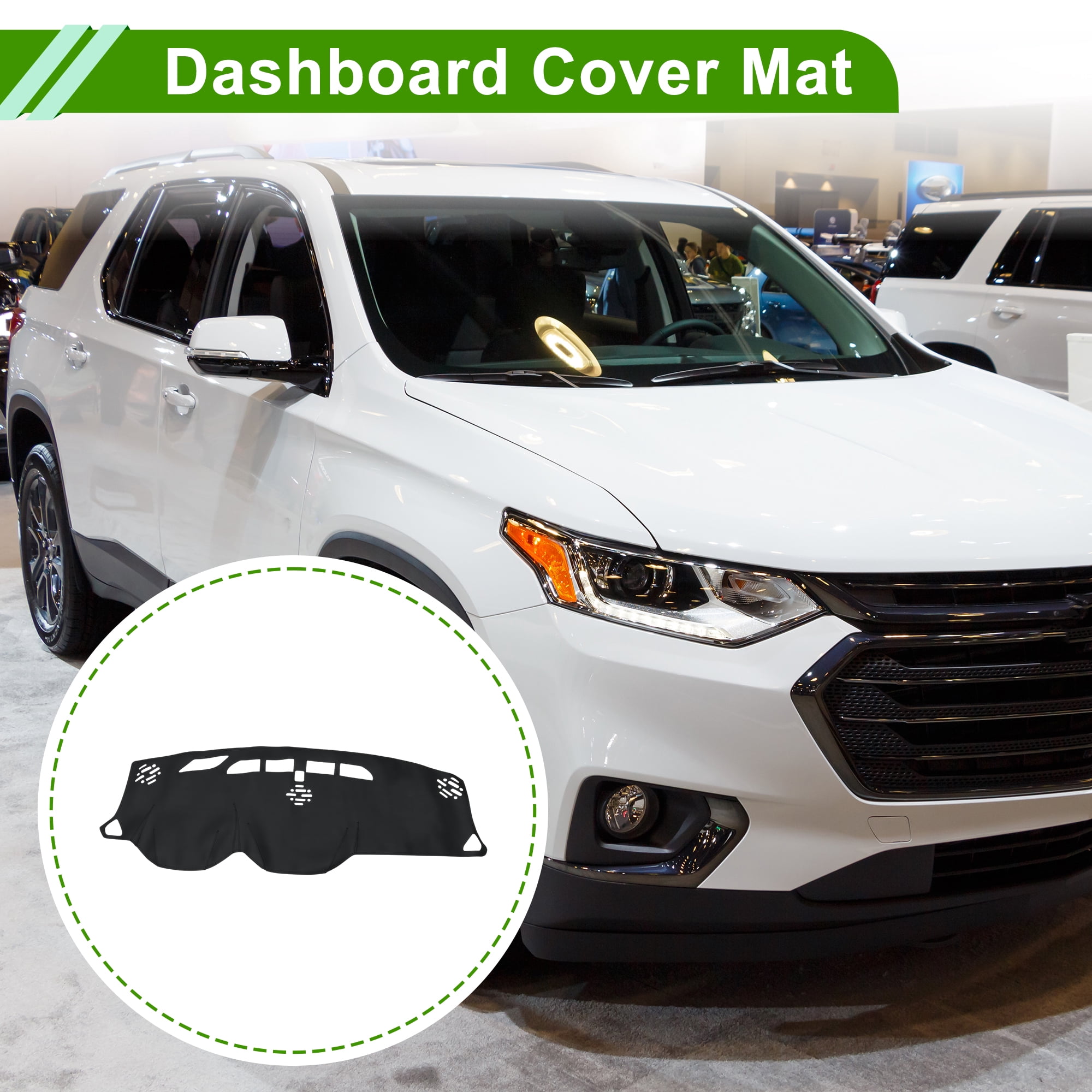 Unique Bargains Leather Dashboard Cover for Chevrolet Traverse 2018-2023 Anti-Slip Sun UV