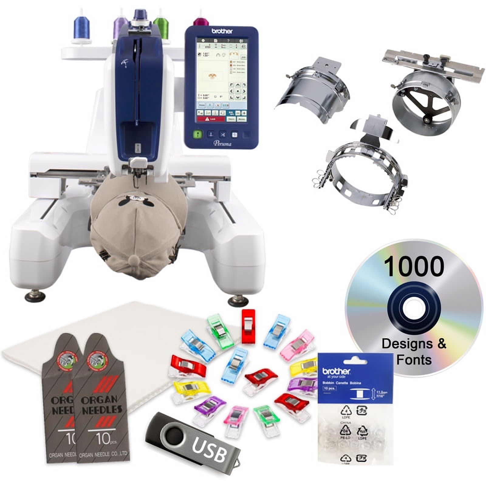 Brother PRS100 Persona Embroidery Machine with $199 Bonus Bundle Including Brother PRCF3 Cap Frame