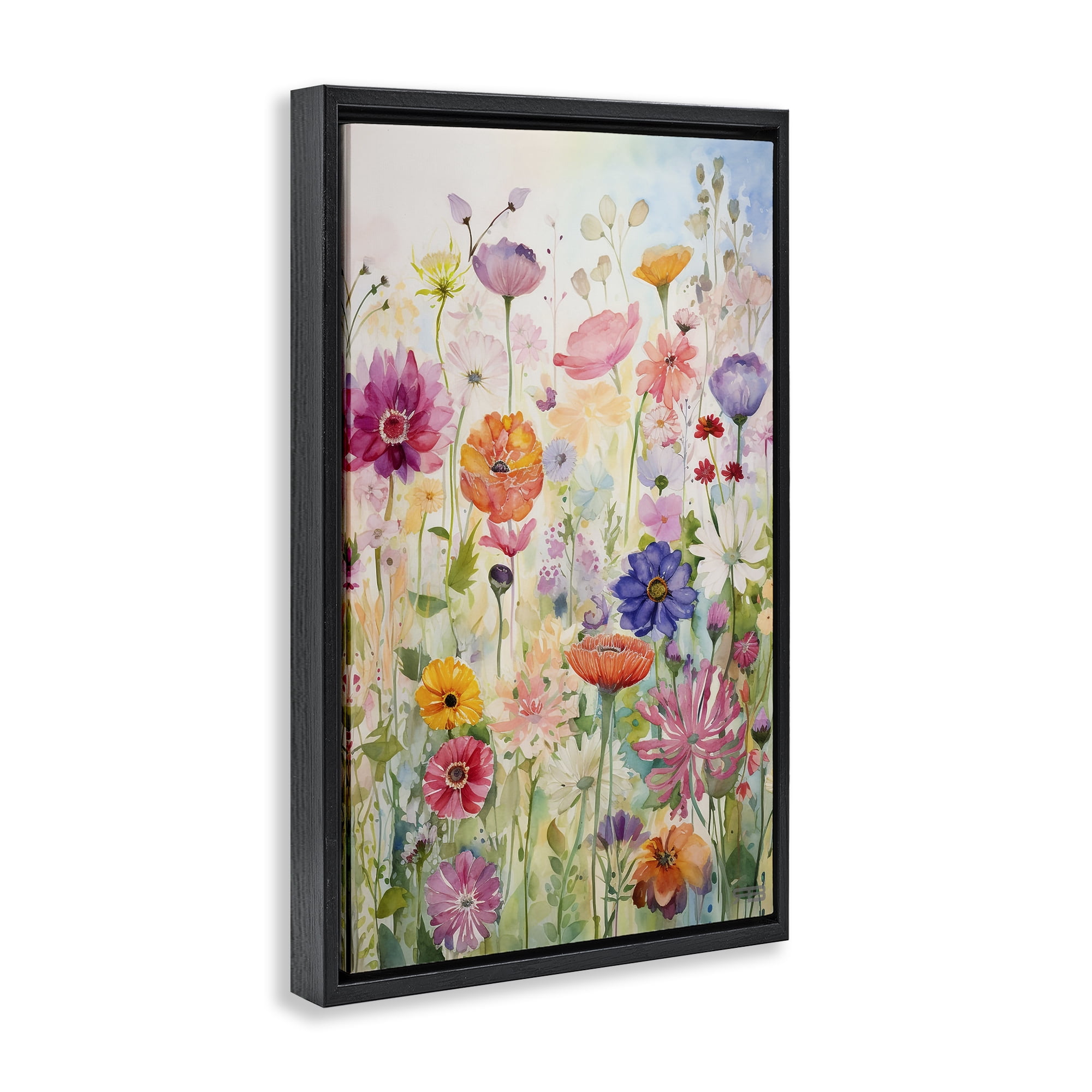 Stupell Industries Bright Floral Garden Botanical & Floral Painting Black Floater Framed Art Print Wall Art, 17 x 25