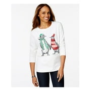 KAREN SCOTT Womens 1170 White Penguins Sweater M B+B